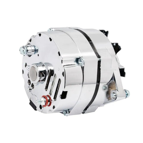 Chrome 1 Wire Self Exciting 120 Amp High Output Alternator Replacement 12V CW Rotation 10SI Style for V8 visible side view