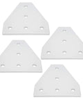 T Shape Aluminum Joining Plate 5-Hole Bracket For Aluminum Profiles - Vertical Joint Repair Plate, 4 silver plates shown