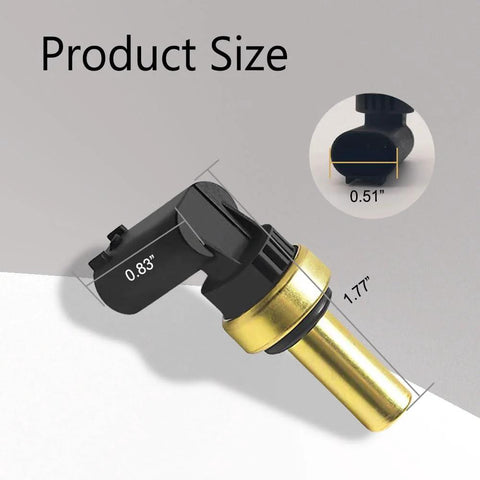 Zufoty engine coolant temperature sensor with brass probe, angled front view