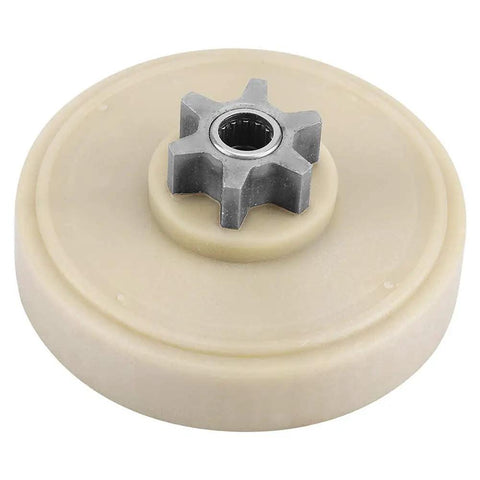 Chainsaw Sprocket Gear Replacement For Electric Chainsaw Drive Inner Gear 3.5 Inch Diameter And 1.4 Inch Height Fits 107713 01 And 71704749 Beefy Durable ABS Part With Easy Install And Long Lasting Performance showing top view.