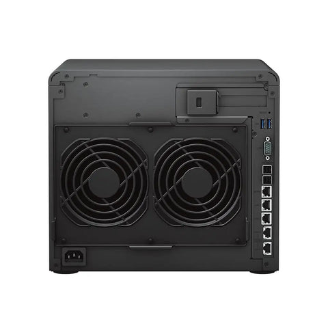 Back view of Top Tier Twelve Bay Network Attached Storage Server Powered By Six Core Xeon Processor With Forty Eight Gigabytes Ram And Ninety Six Terabytes Ssd Drive.