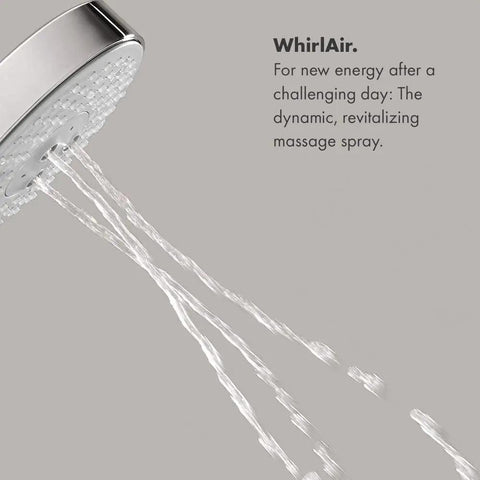 Rain Showerhead With Air Infusion Three Spray Modes BalanceAir Whirl RainAir With AirPower And QuickClean Chrome Finish
