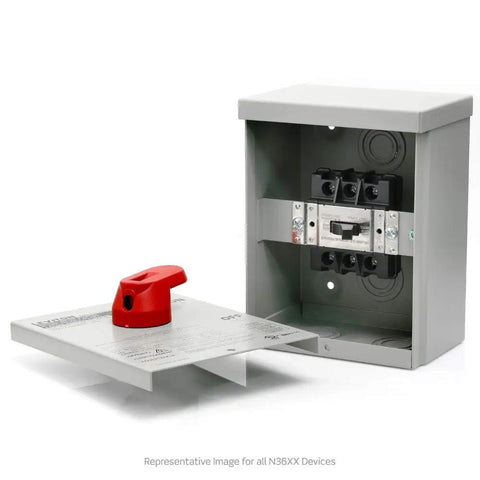 60 Amp 600 Volt Toggle In Type 3R Enclosure Double Pole AC Motor Starter Switch Industrial Grade N3602 Black, open view