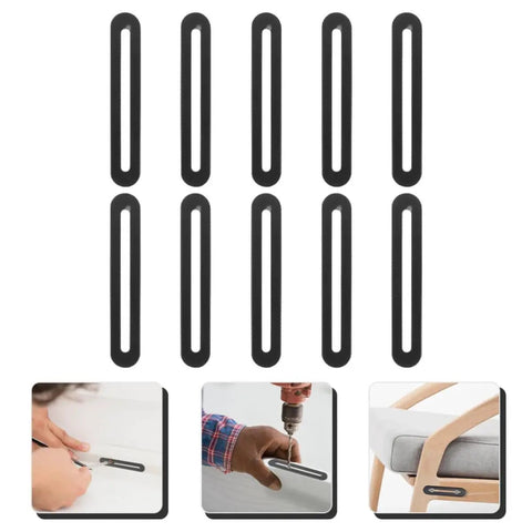 10-Pack Stainless Steel Adjustable Flat Mending Plates With Slot Holes For Furniture Repair, shown in use and installation examples