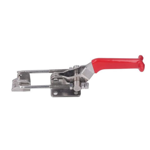 Super Durable Stainless Steel Toggle Clamps With Adjustable Openness And 900kg Heavy Duty Firm Fixing Buckle Latch showing red handle and metal lever.