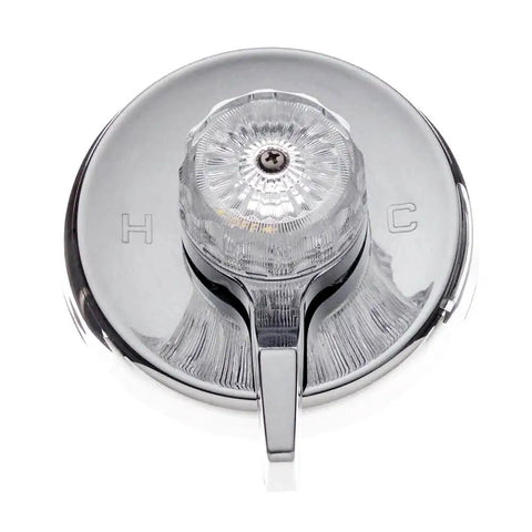 Heavy Duty Single Handle Trim Kit Slick Chrome Finish Top Shelf Design For Mixet Tub Shower Valves Features Five Point Five Inch Faceplate