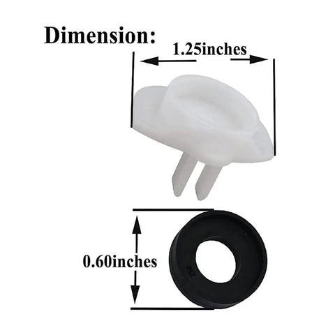 4 Pack 101237 Cup Seal And Diverter Gate For Tub Spout Bath Faucet Leak Fix Parts measuring 1.25 inches and 0.60 inches, durable rubber.