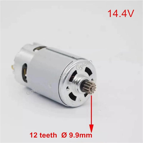 Kick Ass 14.4V Replacement Motor For GSR 1440Li Cordless Drill shows 12 teeth gear for high torque applications.