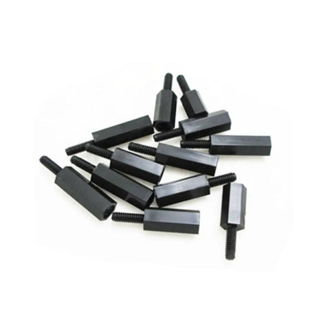 Black Nylon Hex Standoff Screws Nuts Kit 300 Pieces Insulated Spacer Columns Heavy Duty Corrosion Resistant High Temperature Fasteners For Electronics DIY Projects Home Office Use And More black nylon hex standoffs on white background