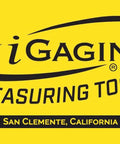 iGaging Measuring Tools logo on a bright yellow background from San Clemente, California, showcasing quality measurement equipment.
