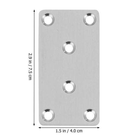 6 Pack Stainless Steel Straight Brackets For Furniture Repair And Mending Plates Flat Braces Lightweight Yet Durable Workhorse Support For Cabinets Tables And Shelves Silver Metal Joining Hardware, 2.9x1.5 inches