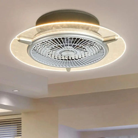 Low Profile Ceiling Fan With Lights In Silver, Flush Mount, Reversible Motor, 6 Speed Wind, Dimmable 3 Color LED Lighting, Remote Controlled
