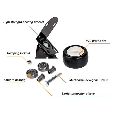 Ridiculously Smooth Swivel Caster Wheels 4 Pack With Heavy Duty L Shaped Brackets 360 Spin Silent Black Pvc Furniture Castors parts and tools layout