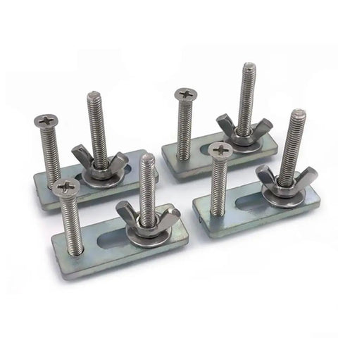 Solid Zinc Aluminum T-Track Hold Down Clamps Set Perfect For CNC Router Woodworking Jobs and 3018 Pro Engraving Machines with secure M6 fitment, four pack of clamps