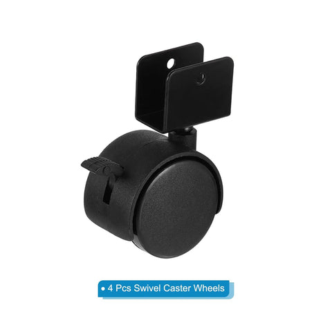 Top Shelf Ninja Quiet 2 Inch Swivel Caster Wheels Featuring Secure Locking Brake Plus Sturdy U Bracket 4 Pack, black wheel with bracket