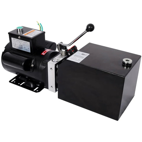 Heavy Duty Hydraulic Power Unit For 2 Post And 4 Post Car Lifts AC 220V Single Phase with black steel body and 6 quart tank.