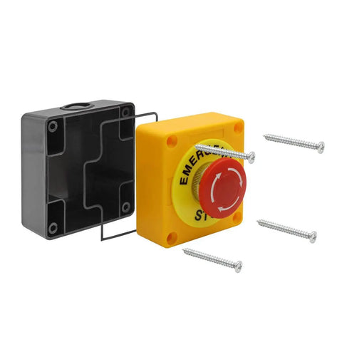 Emergency Stop Push Button Switch 40mm Red Mushroom Cap 660V 10A DPST Momentary 1NO 1NC Electric Control Button exploded view with parts