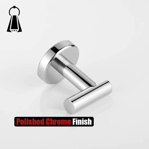 Chrome Bathroom Towel Hook Set Heavy Duty 304 Stainless Steel Wall Mounted Coat Robe Hooks Polished Finish Single Hook