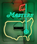 Real Glass Neon Bar Sign Lit 19x15 Inch Green For Your Home Bar Pub Gameroom Man Cave Recreation Room Wall Window Display Energy Saving Neon Light Tubes Not LED With 110 240V US Plug featuring Masters map design.