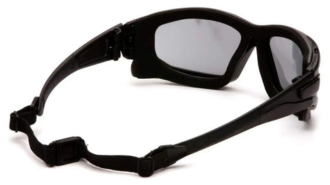Tough As Nails Fog Proof Safety Glasses With Impact Resistant Gray Tint Rock Solid Strap Fit, side view showing cushioned fit.