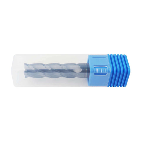 Zorqon 9/16-inch carbide long end mill in clear tube with blue cap; 4-flute, AlTiN-coated
