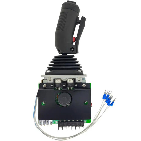Straight Up Heavy Duty Single Axis Joystick Controller Compatible With Upright SL26 30RT Aerial Lift viewed from the top, showing connectors.