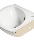 White 22 Inch Corner Wall Mounted Ceramic Porcelain Sink With Faucet Hole Durable Glossy Glaze For Small Bathrooms And Modern Quarters Ideal For Tight Spaces And Contemporary Baths