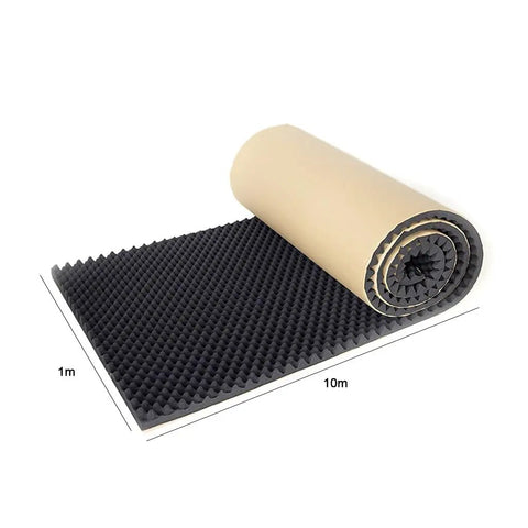 Hella Silent Self Adhesive Acoustic Panels And Soundproof Egg Crate Foam Rolls For Home Studios High Density Fireproof Noise Absorbing Wall Coverage Black, 1m x 10m rolled black acoustic foam.