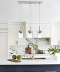 Black Island Pendant Lighting 5 Light Farmhouse Rectangle Linear Chandeliers With Clear Glass Shades over kitchen island