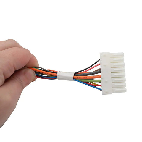 Hand holding connector cable for Plug-And-Play Ice Maker Assembly for Fridge Model Specific DA97-15217D DA97-15217B Replacement