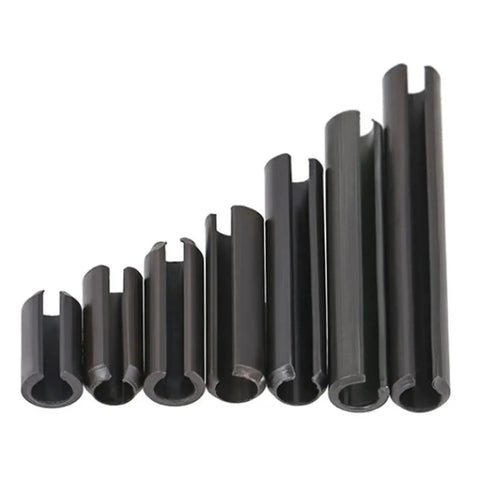 Spring Dowel Roll Pin Set M6x10 To 60mm Carbon Steel Black Finish arranged in size order