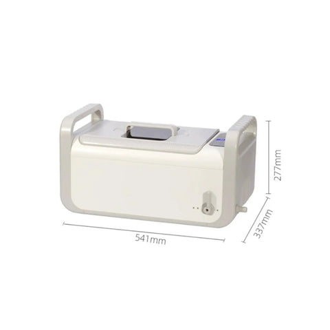 Keep Your Vinyl Mint With This Heavy Duty Ultrasonic Record Cleaner That Scrubs Deep Grooves Completely And Drops In For Any Home Studio Or Crate Digging Setup in white with dimensions shown.