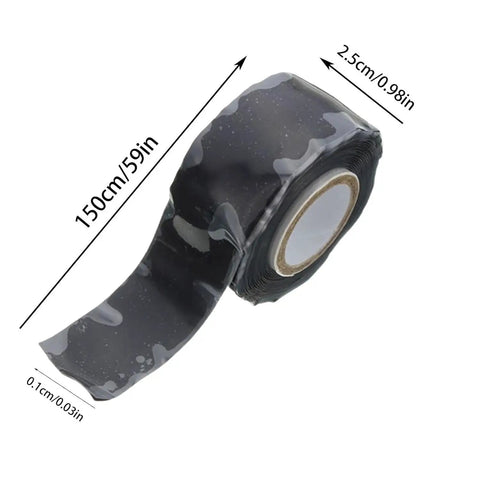 Black self fusing silicone repair tape for pipes and hoses waterproof leak seal tape insulating grip and stretch resistant