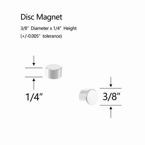 30 Pack Bombproof N52 Neodymium Disc Magnets Three Eighth Inch Diameter Quarter Inch Thick Rare Earth Pot Magnet dimensions diagram
