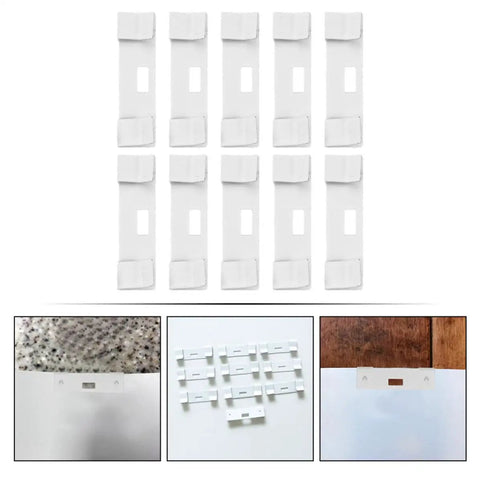 10 Pc Vertical Blind Repair Tabs Heavy Duty Metal Vane Savers Universal Fit arranged in a grid on a white background.