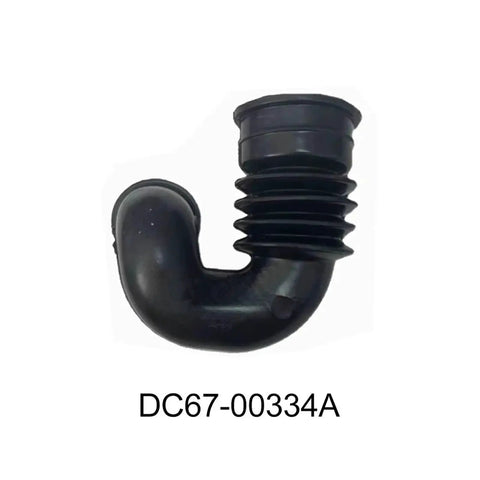 Upgrade Your Washer With This High Flow Inside Inlet Water Pipe Rubber Hose Compatible With Samsung Models Dc67 00334a Drum Replacement Part image showing black rubber inlet hose with curved design.