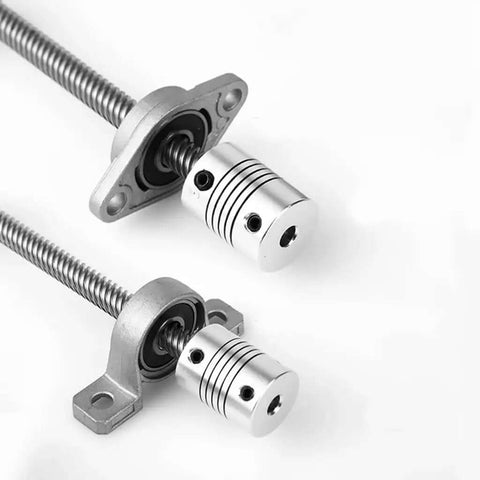 Top Tier T8 Lead Screw Vertical Horizontal Kit For 3D Printers And CNC With Matching Nut Bearing Set In Diverse Lengths From Tiny To Big Rods That Rock Your Build Plates Smoothly. T8 lead screw kit with bearing and coupler, silver metal