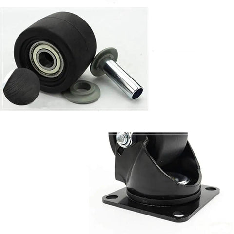 Heavy Duty Swivel Caster Wheels For Furniture Cabinets And Shelves 4 Pack Nylon Industrial Castors showing black nylon wheel and metal stem.