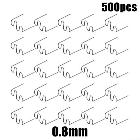 500-Piece Steel Waves Staple Kit With 0.6mm S-Type Welding Nails For Flux-Free Plastic Repair And Metal Projects, Plug-And-Play Staples For Quick Fixes In Home Workshop Or Garage, 0.8mm silver steel staples