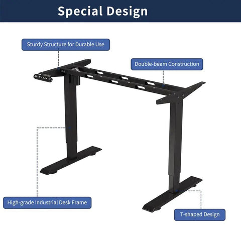 Rock Solid 48 By 24 Inch Electric Height Adjustable Standing Desk With Native Type C Fast Charging Port, sturdy frame design.