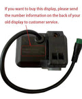 Back view of All In One E Bike Display Panel Waterproof LCD Gauge For 24V To 60V E Bikes And Electric Scooters with cable and connector.