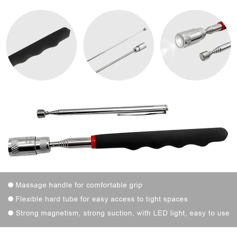 Two Pack Telescoping Magnetic Pickup Tools With Bright LED Light Extendable Magnetic Rods Reach 7.7 To 32.5 Inches And 4.7 To 19.5 Inches A Boss Grabber Kit