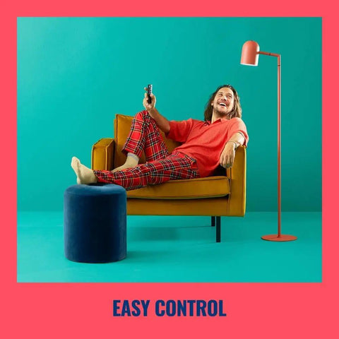 Man using Smart Remote Light Switch for Wireless Home Lighting No Hub Needed Dim Or Brighten From App Or Voice Control