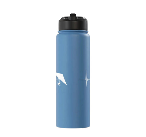 Hang Gliding Heartbeat Pulse Line Stainless Steel Insulated Water Bottle With EKG Graphic BPA Free Durable Travel Bottle For Adrenaline Junkies