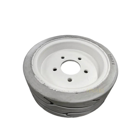 Non Marking 200X8 Front Tire And Rim Wheel Set Part 108020, gray solid rubber wheel for Skyjack scissor lifts.