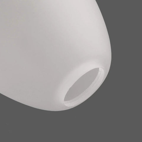 Close-up of Two Pack Bell Shaped Frosted Glass Light Shades For Ceiling Fans And Wall Fixtures, lipless 1 5/8 inch fitter opening.