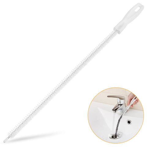 Flexible Drain Cleaning Brush That Clears Sink Clogs Straight Up Fast Long Handle Pipe Snake for easy home plumbing rescue.