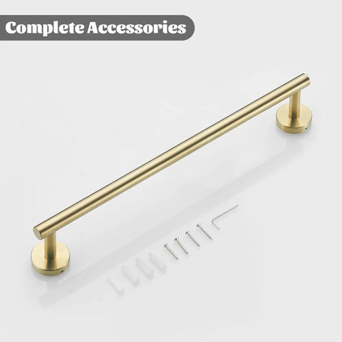 Budget Friendly Brushed Gold Bathroom Hardware Set 5 Piece Wall Mount Includes Towel Bar Toilet Paper Holder Towel Ring And 2 Robe Hooks Modern Durable Bath Accessories For Easy Install brushed gold towel bar with mounting hardware