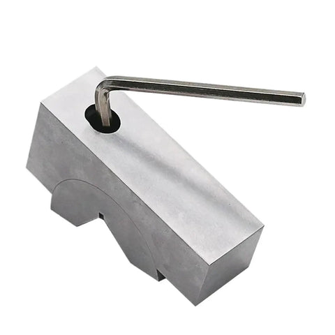 Precision CNC Milling V Block With Fine Angle Adjustment Scales Hold Clamp Vice Grip For Bevel Milling And Chamfering On 0 To 60 Celsius Range Using Hard Quenched Steel For Heavy Duty Jobs with hex key.