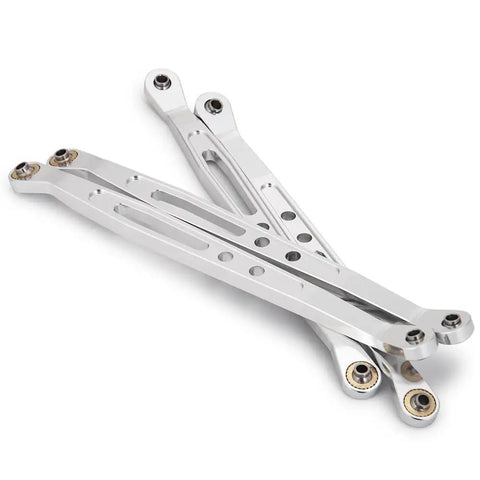 8 Piece Aluminum Alloy Chassis Linkage Rod Arm Set for 1 By 10 Axial Wraith 90018 RC Car shown in silver finish